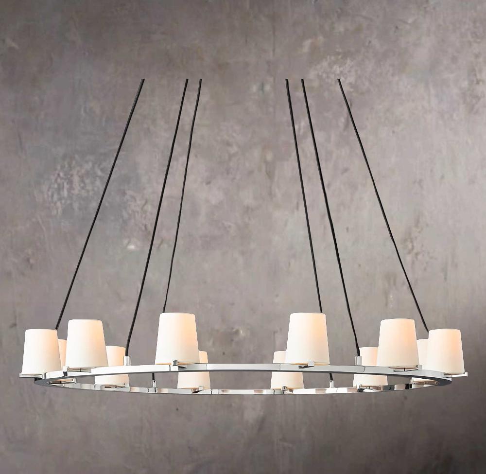 Pauillacs Upholstered Fabric Shade Round Chandelier 48"