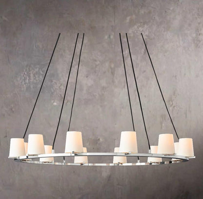 Pauillacs Upholstered Fabric Shade Round Chandelier 48"