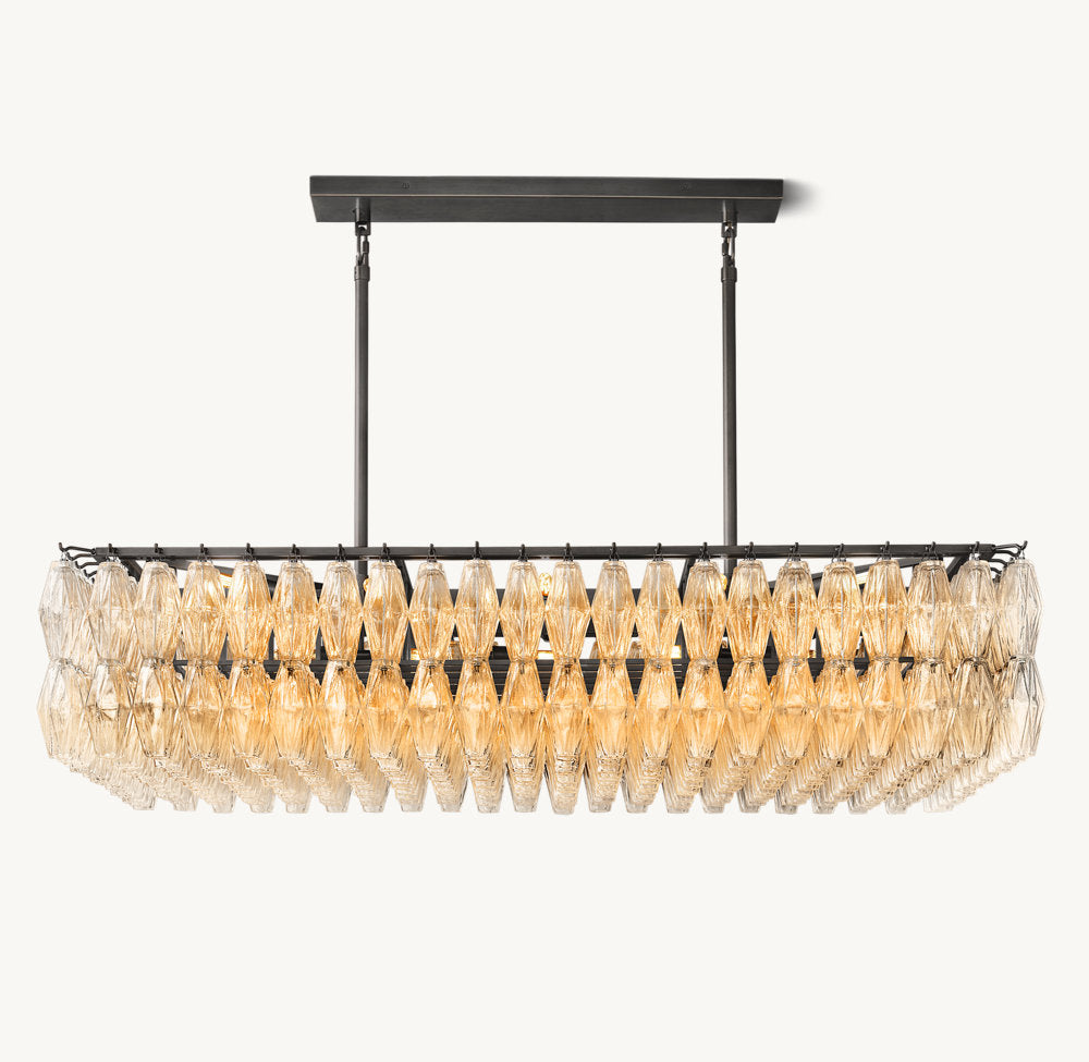 Chiaria Transparent Glass Rectangular Chandelier 54"