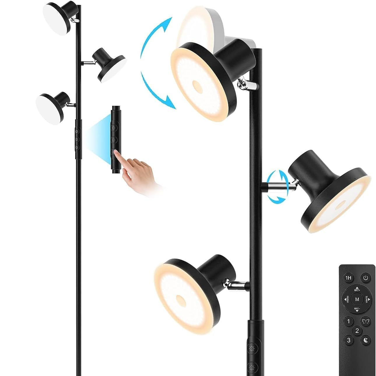 Adjustable LED Floor Lamp Rotatable with Remote for Living Room, Bedroom & Study