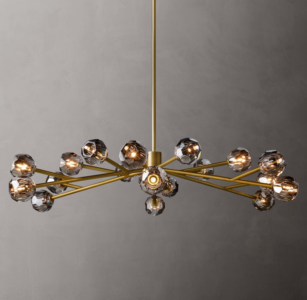 Crystal Sphere Tinted Glass Circular Chandelier 60"