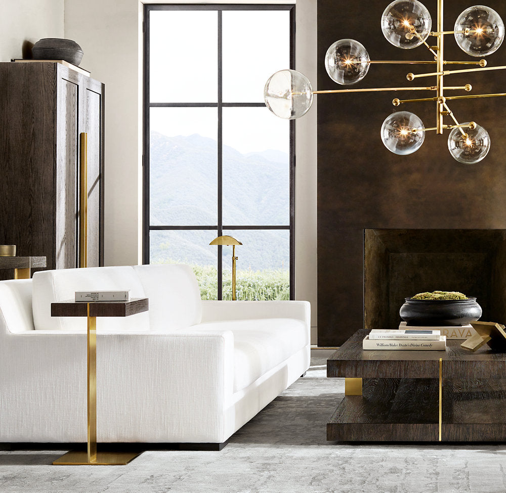 Glass Orb Cluster Mobile Eight-Light Chandelier 79"