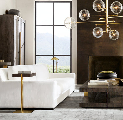 Glass Orb Cluster Mobile Eight-Light Chandelier 79"