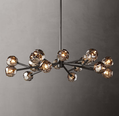 Crystal Globe Smoked Glass Circular Chandelier 48"