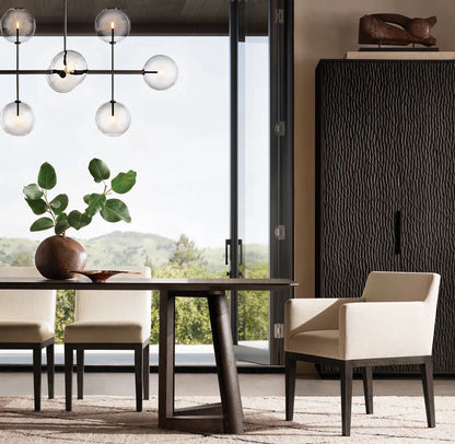 Glass Orbital Mobile Linear Chandelier