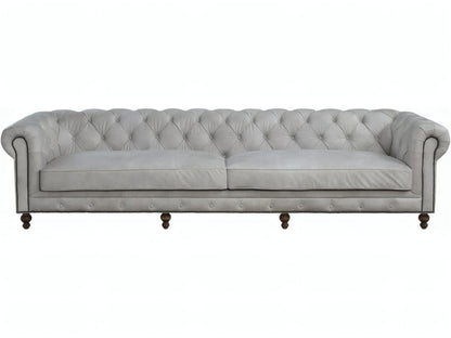 Ofer 3-Seat Vintage White Top Grain Leather Sofa
