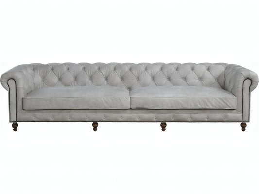Ofer 3-Seat Vintage White Top Grain Leather Sofa