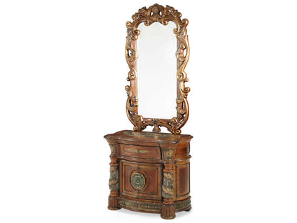Villa Valencia Nightstand with Mirror in Classic Chestnut