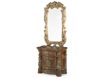 Villa Valencia Nightstand with Mirror in Classic Chestnut