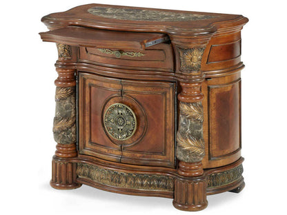 Villa Valencia Nightstand with Mirror in Classic Chestnut
