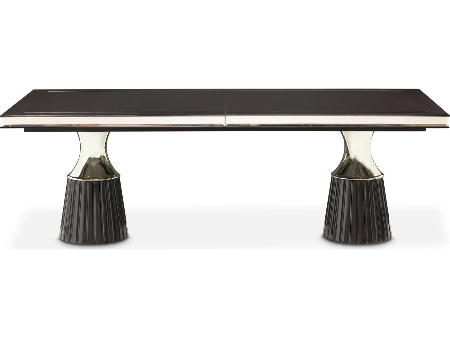 Carmela Rectangular 90 Inch Dining Table in Glossy Charcoal Sand