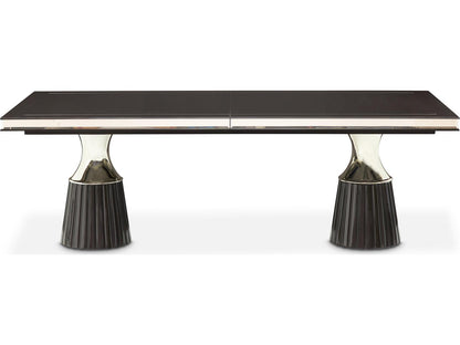 Carmela Rectangular 90 Inch Dining Table in Glossy Charcoal Sand