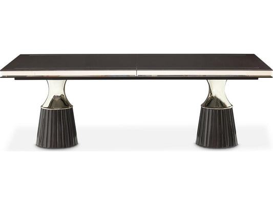 Carmela Rectangular 90 Inch Dining Table in Glossy Charcoal Sand