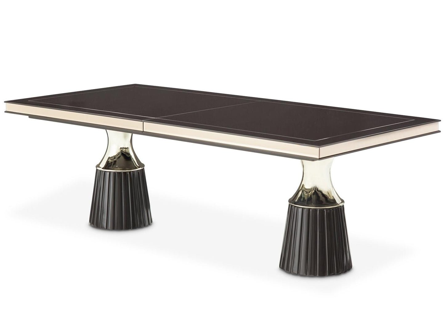Carmela Rectangular 90 Inch Dining Table in Glossy Charcoal Sand