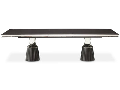 Carmela Rectangular 90 Inch Dining Table in Glossy Charcoal Sand