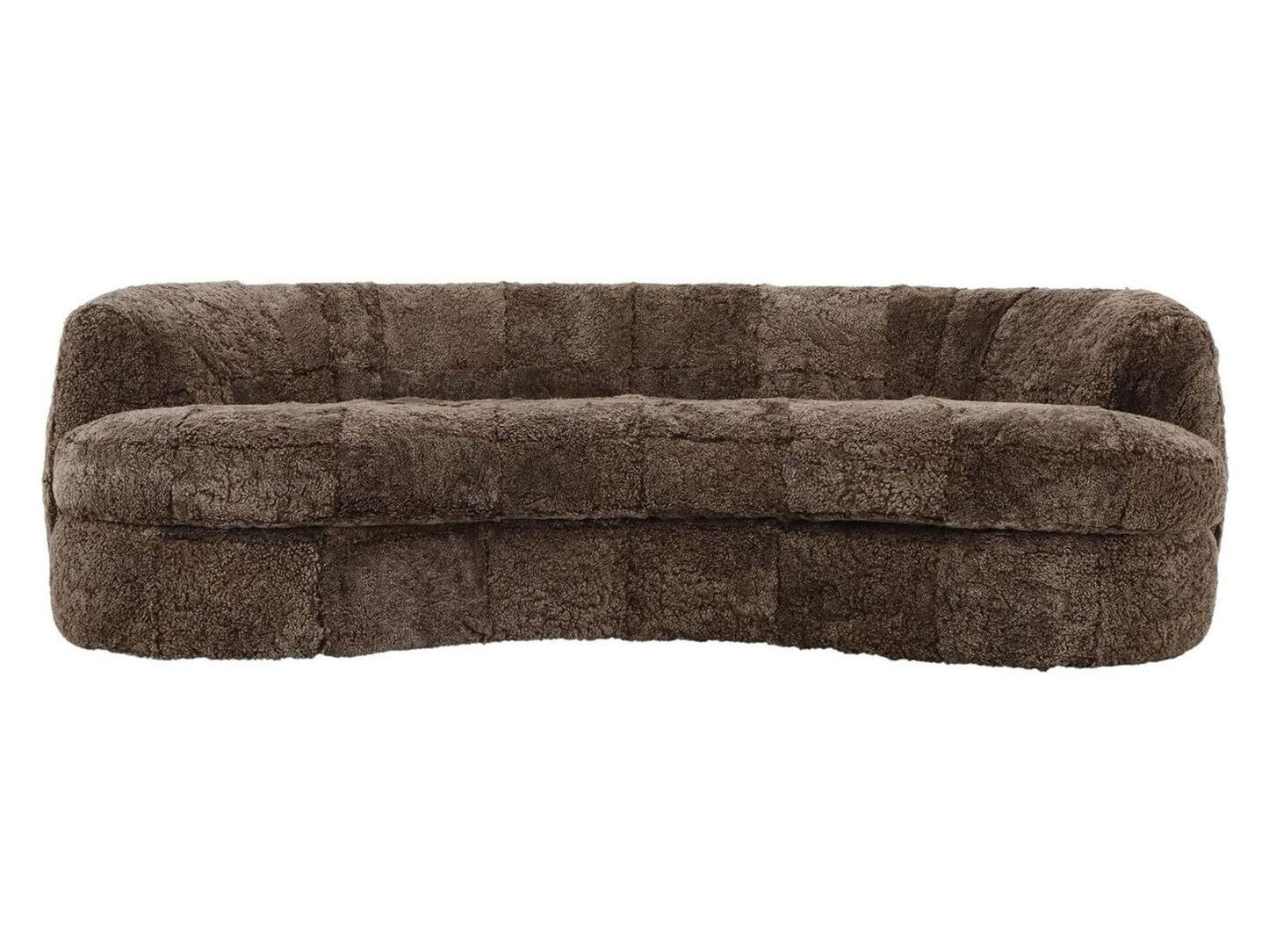 Sennon 100% Sheepskin Plush Taupe Upholstery Single Cushion Curved Sofa