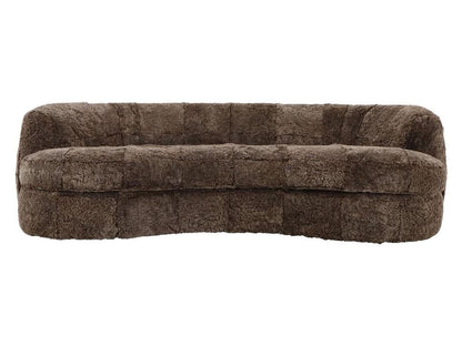 Sennon 100% Sheepskin Plush Taupe Upholstery Single Cushion Curved Sofa