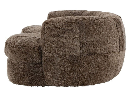 Sennon 100% Sheepskin Plush Taupe Upholstery Single Cushion Curved Sofa