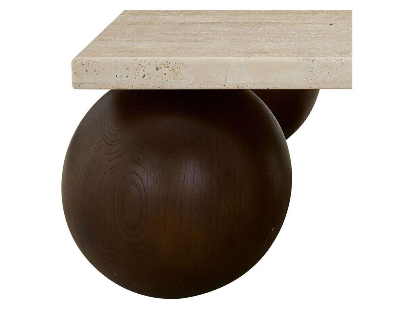 Atlas Square Coffee Table Warm Travertine Solid Oak Wood Dark Cinder