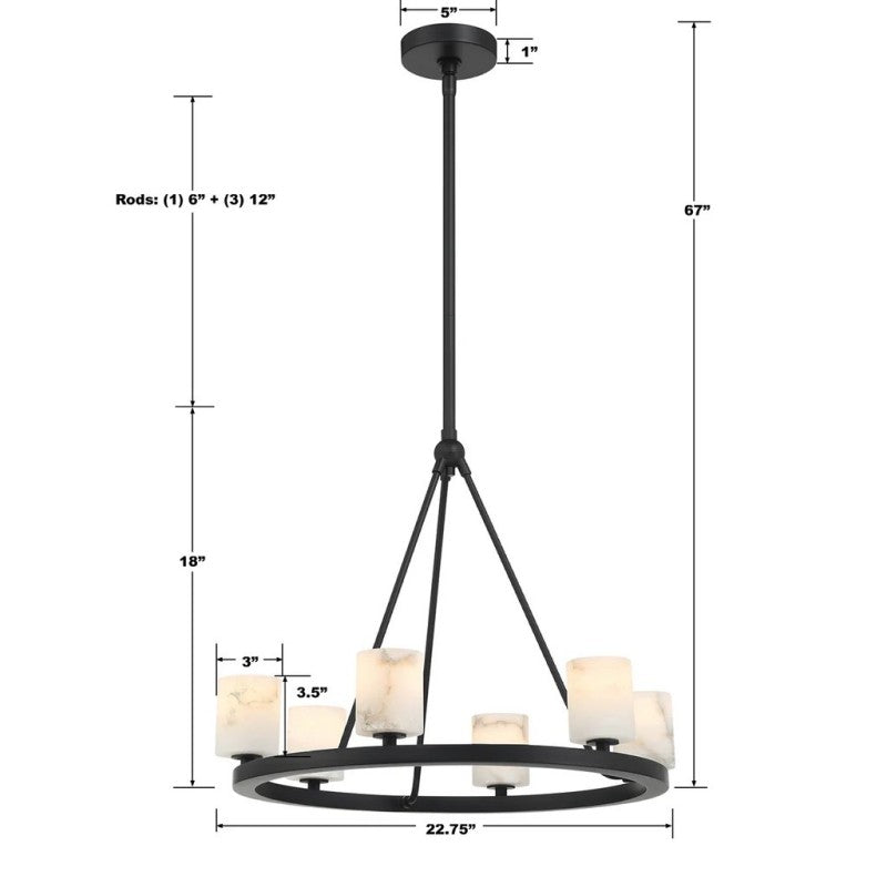 Agron 6 Light Alabaster Chandelier