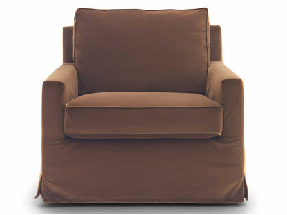 Cousy Accent Chair Upholstered Fabric or Leather with Track Arms
