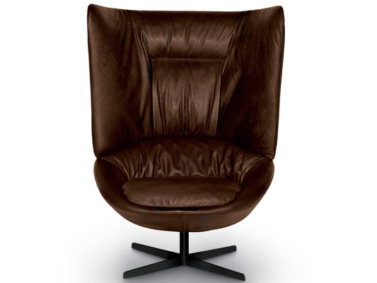 Ladle High Back Swivel Accent Chair Upholstered Fabric