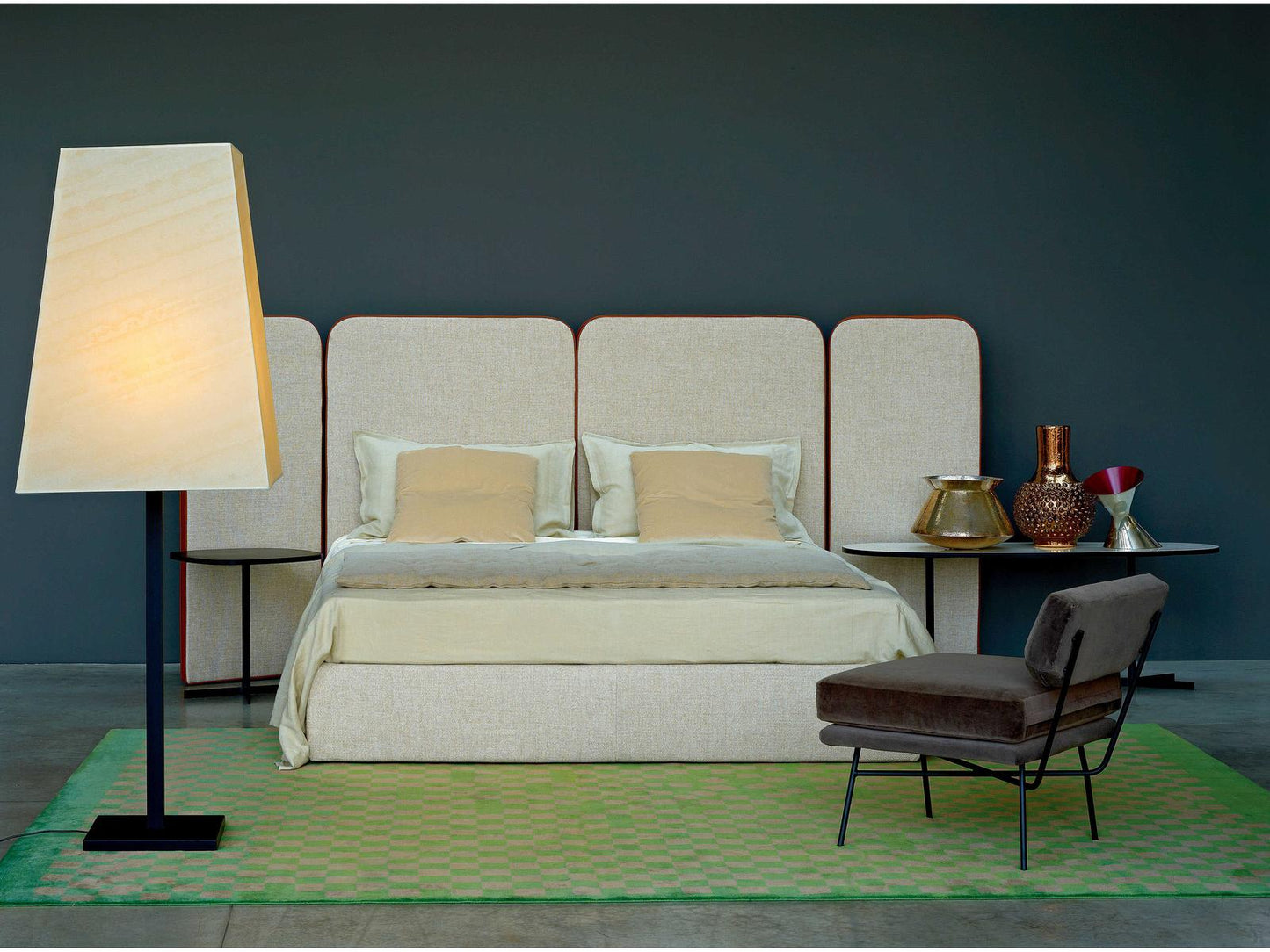 Palazzo Beige Plywood Upholstered Twin Platform Bed