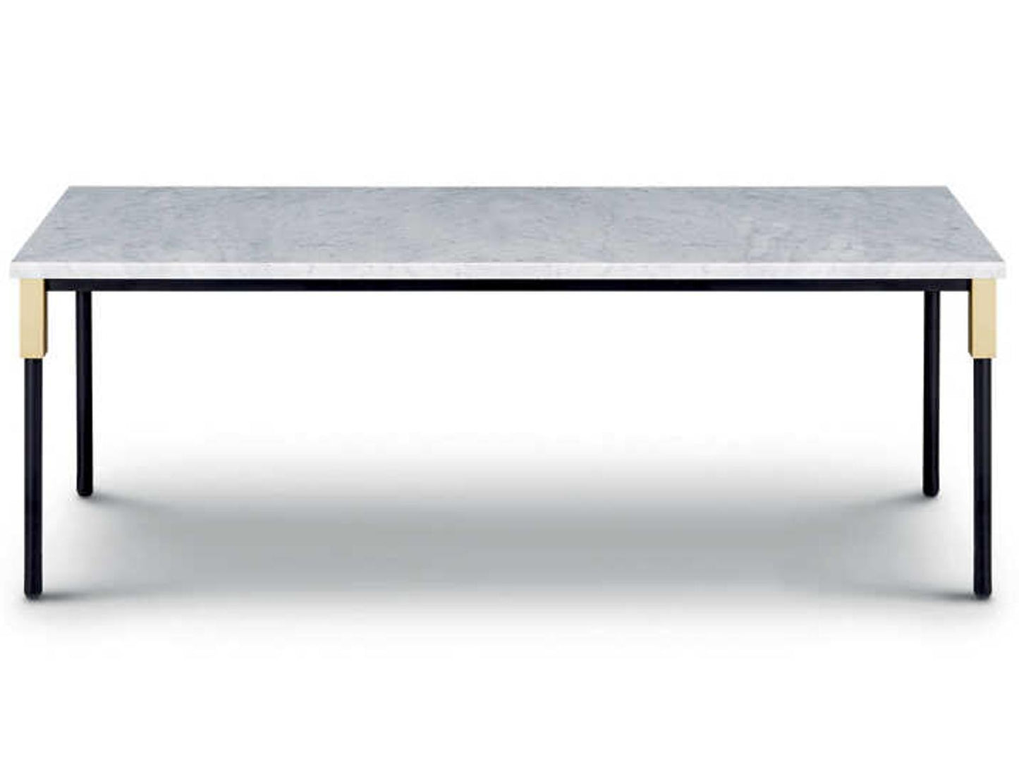 Match Rectangle Coffee Table with Carrara Marble and Brass