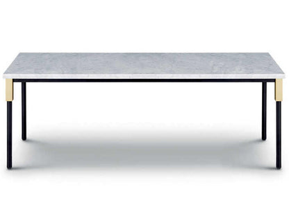 Match Rectangle Coffee Table with Carrara Marble and Brass