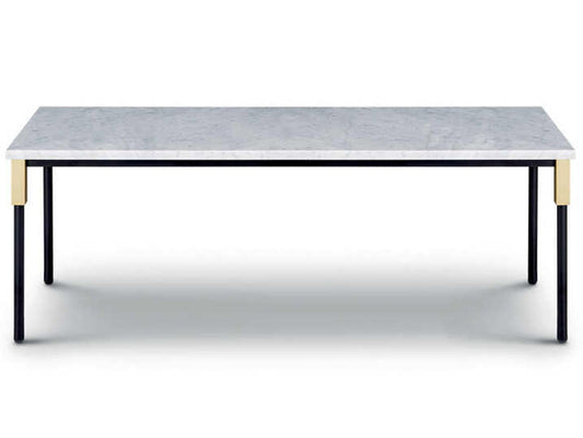 Match Rectangle Coffee Table with Carrara Marble and Brass