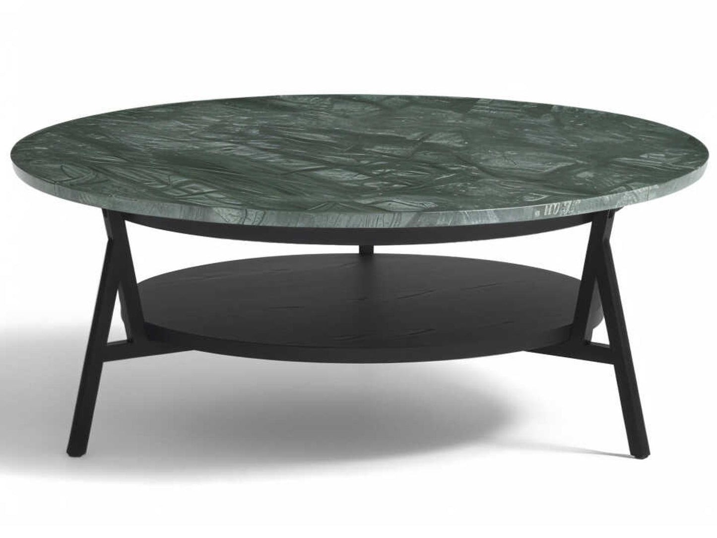 Cradle Round Marble Coffee Table with Metal Base