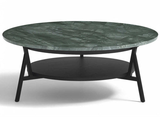 Cradle Round Marble Coffee Table with Metal Base