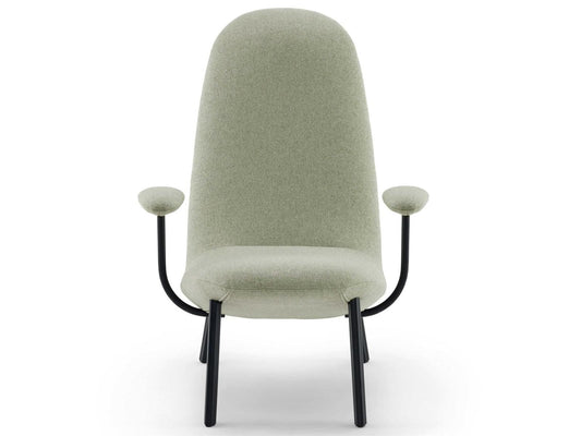Elettra Upholstered Accent Chair in Black Lacquered Metal