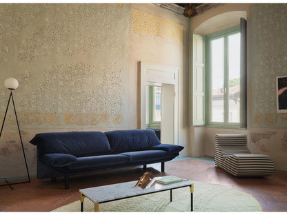Match Rectangle Coffee Table with Carrara Marble and Brass
