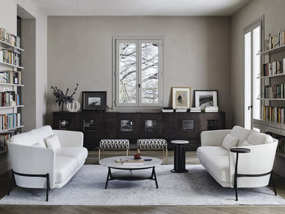 Cradle Round Marble Coffee Table with Metal Base