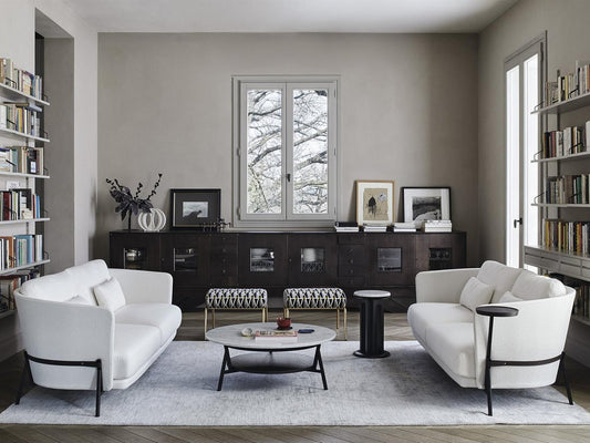 Cradle Round Marble Coffee Table with Metal Base