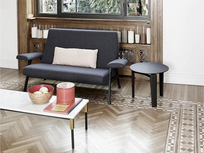 Match Rectangle Coffee Table with Carrara Marble and Brass