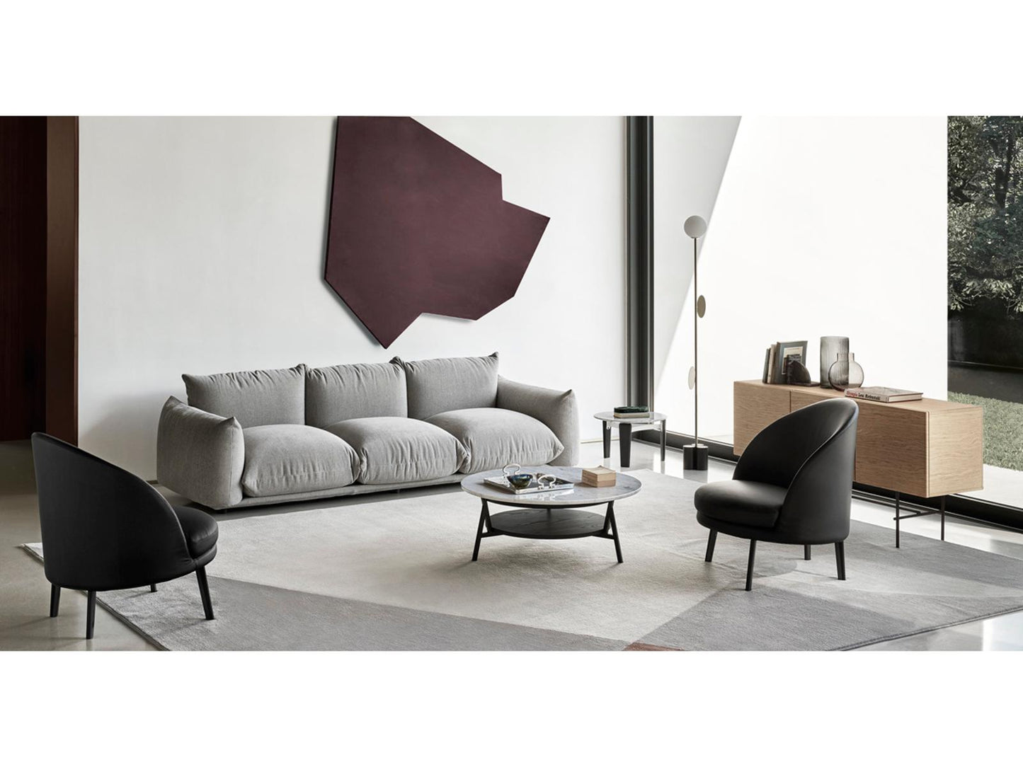 Cradle Round Marble Coffee Table with Metal Base