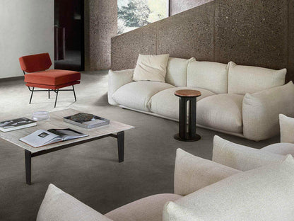 Marenco 3-Seat Fabric Sofa with Black Lacquered Metal Feet