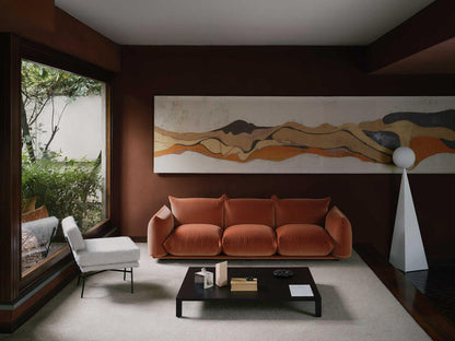 Marenco 3-Seat Fabric Sofa with Black Lacquered Metal Feet