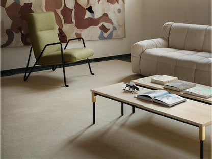 Match Rectangle Coffee Table with Carrara Marble and Brass