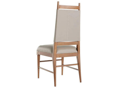 Keegan Upholstered Dining Side Chair in Walnut and Morel Leather
