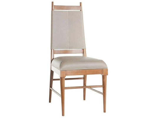 Keegan Upholstered Dining Side Chair in Walnut and Morel Leather