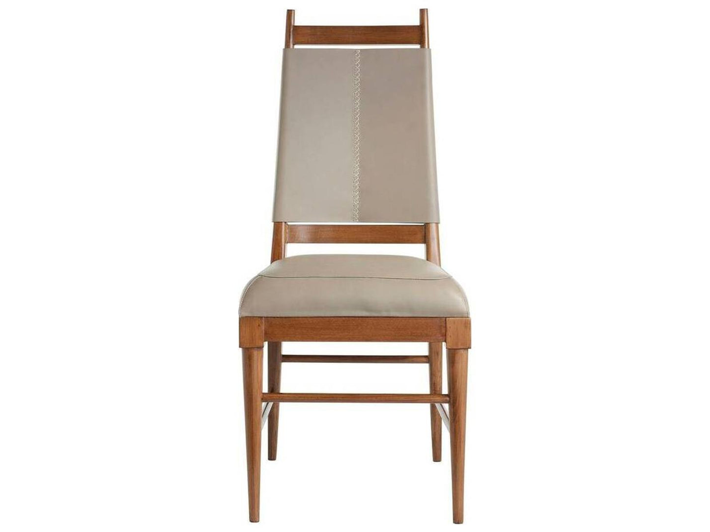 Keegan Upholstered Dining Side Chair in Walnut and Morel Leather