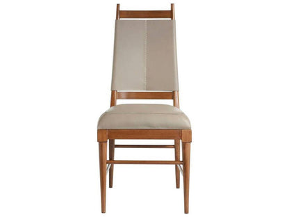 Keegan Upholstered Dining Side Chair in Walnut and Morel Leather
