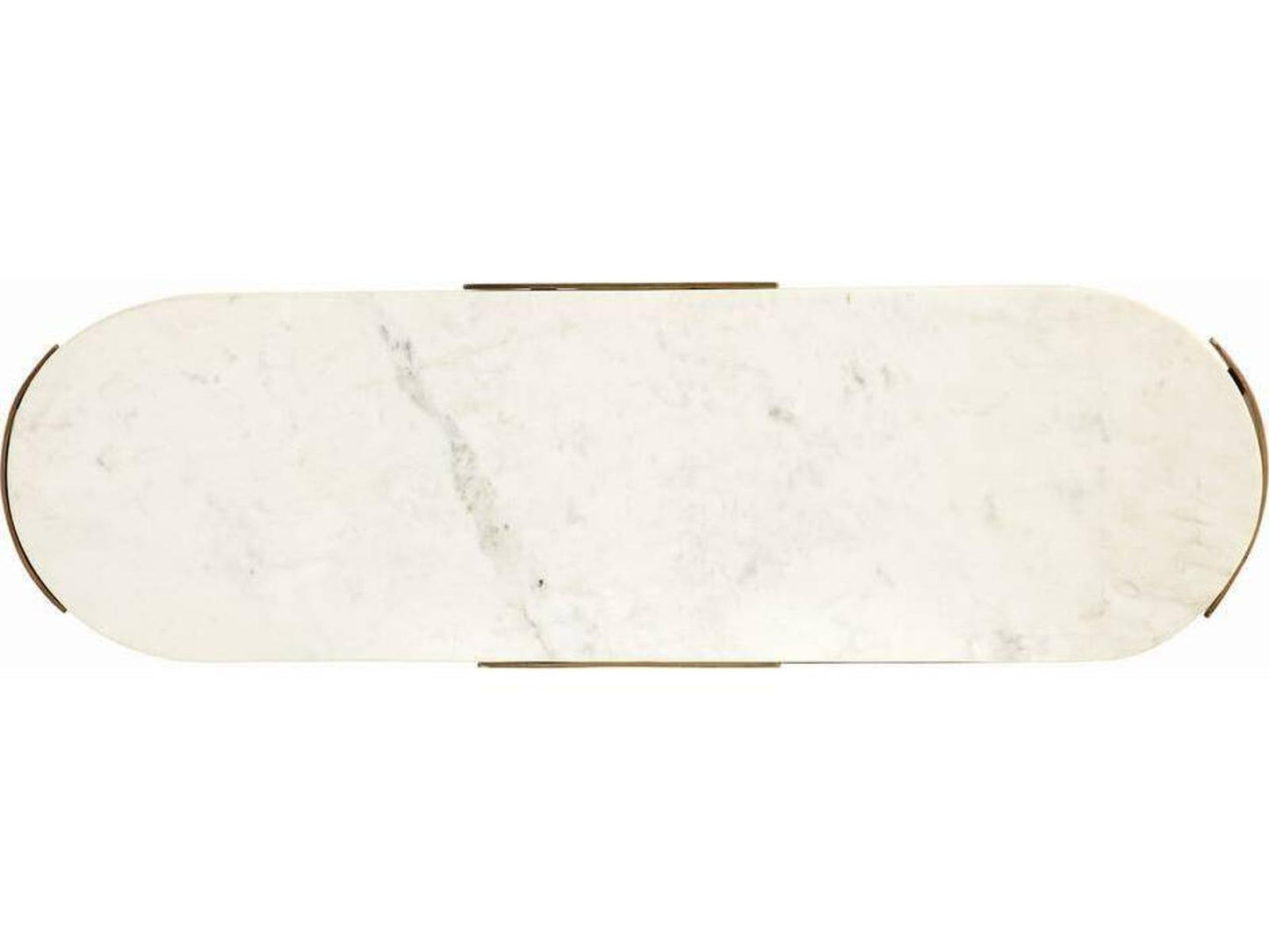 Janine Oval Console Table in Antique Brass with White Marble