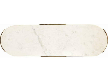 Janine Oval Console Table in Antique Brass with White Marble