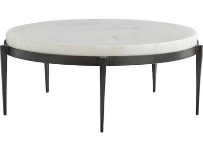 Kelsie Square Coffee Table in Blackened Iron and White Marble