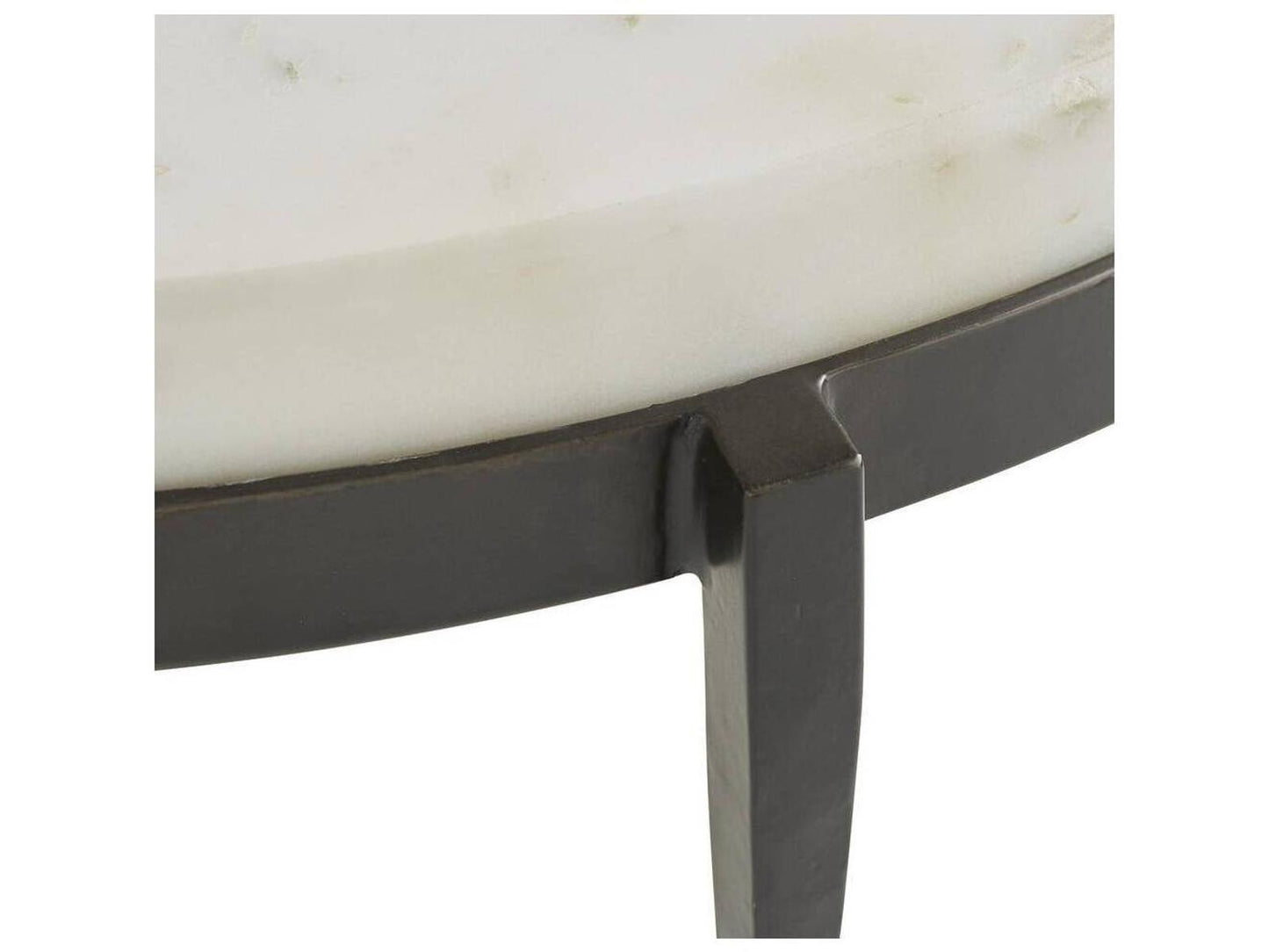 Kelsie Square Coffee Table in Blackened Iron and White Marble