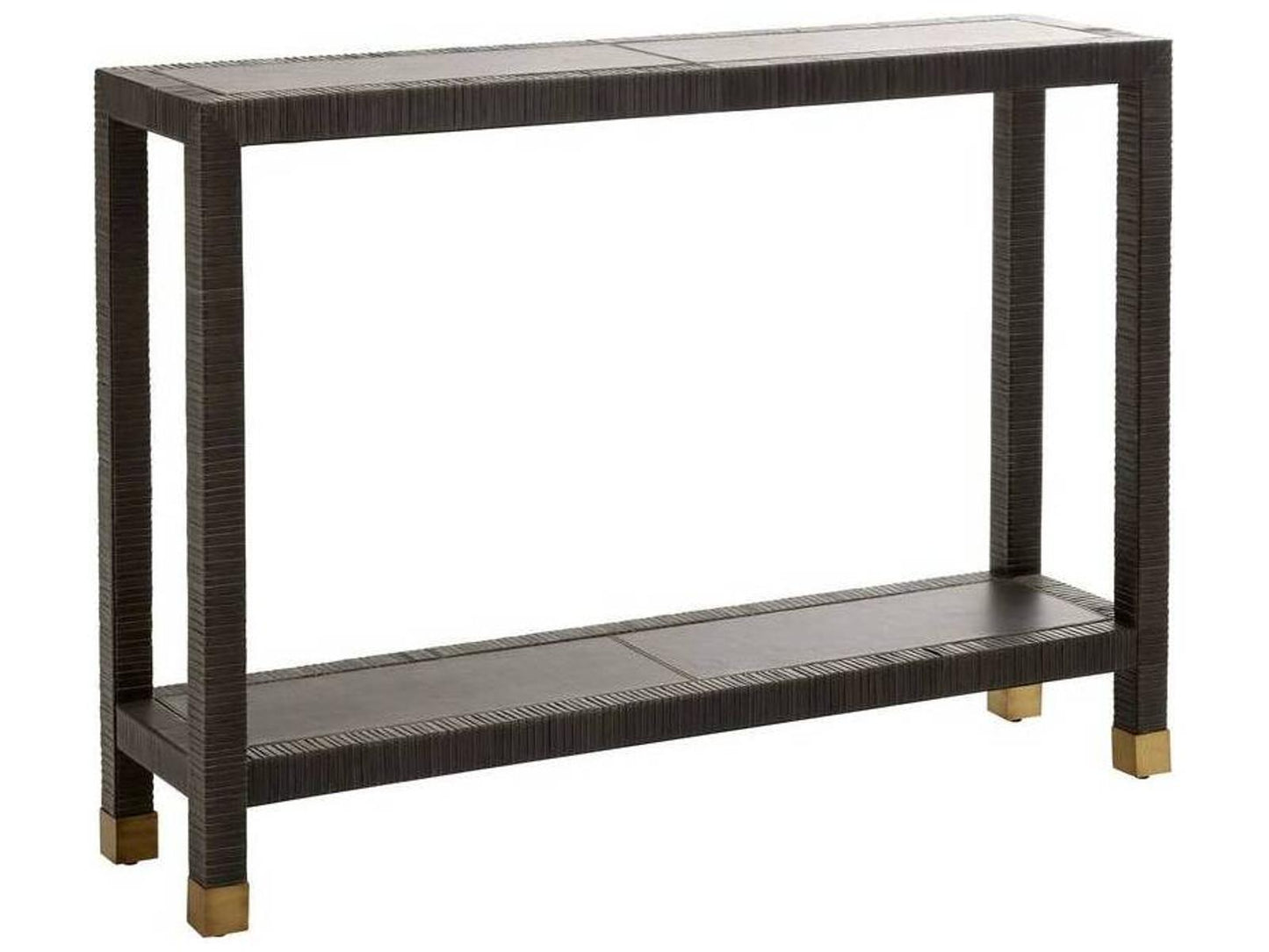 Oswald Graphite Leather Rectangle Console Table